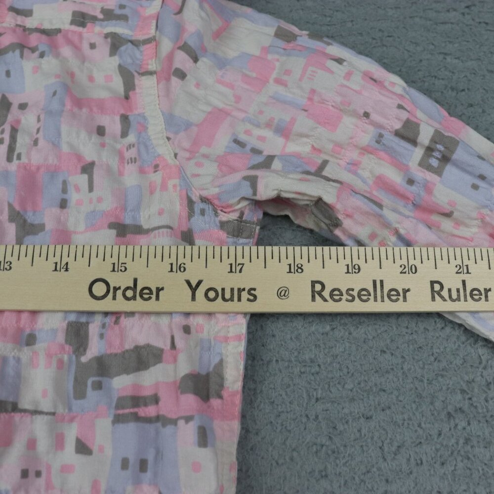 J Mclaughlin Top Womens XS Pink Printed Button Long Sleeve Blouse Preppy - Picture 8 of 12